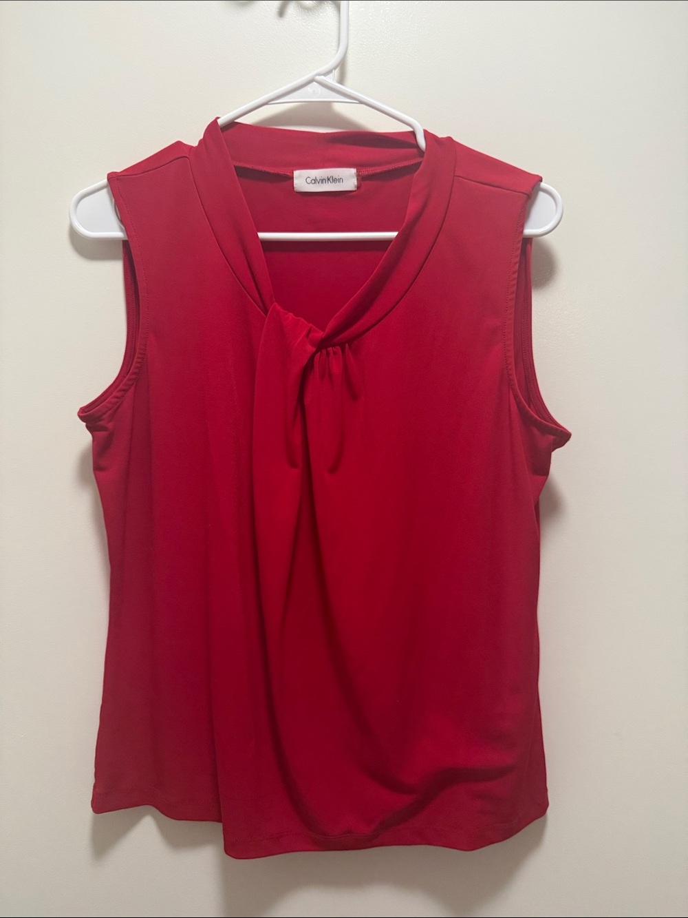 Calvin Klein Red Sleeveless Tie-Neck Camisole